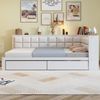 Merax Doppelbett Polsterbett Sofa-Holzbett 140 x 200, Jugendbett multifunktionales Bett mit weicher Rückenlehne, großer Stauraumschublade, aus Kiefernholz, Weiß Bild 3