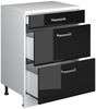 Kommode unter Schräge Rion Schwarz Hochglanz 60x81.6 cm ohne Schräge mit 3 Schubladen Vicco Bild 4