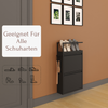 Schuhkipper mit Zubehör, Schwarz, 2 Klappen 52x15x85,5 cm, Pantoffelregal, Hakenleiste Bild 2