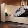 Polsterbett 160x200 cm aus Cord mit Stauraum und Ladefunktion – elegantes Kopfteil mit Regal und Leselicht Bild 4