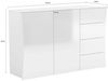 Dmora Kommode Athos, Küchen-Sideboard mit 2 Türen und 4 Schubladen, Wohnzimmer-Buffet, 100 % Made in Italy, 124 x 40 x 82 cm, glänzendes Weiß, Bild 3