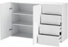 Dmora Kommode Athos, Küchen-Sideboard mit 2 Türen und 4 Schubladen, Wohnzimmer-Buffet, 100 % Made in Italy, 124 x 40 x 82 cm, glänzendes Weiß, Bild 4