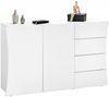 Dmora Kommode Athos, Küchen-Sideboard mit 2 Türen und 4 Schubladen, Wohnzimmer-Buffet, 100 % Made in Italy, 124 x 40 x 82 cm, glänzendes Weiß, Bild 5