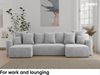 MEBLINI Schlafcouch mit Bettkasten - 312x142x73cm - Hellgrau Cordstoff - DAVE - Ecksofa mit Schlaffunktion - Sofa mit Relaxfunktion und Kopfstützen - Couch U-Form - Eckcouch - Wohnlandschaft Bild 3