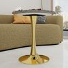 Couchtisch rund H 72 x T 70 x B 70 cm in Gold, Tischplatte aus Kunstmarmor, modern-minimalistisches Design Bild 4