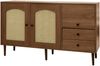 Sideboard, Spanplatte mit Rattantüren & verstellbaren Einlegeböden, 130x40x75,5 cm, Holzfarbe Bild 5