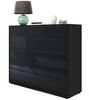 Vladon Sideboard Ben V2, Kommode mit 1 Tür und 5 Schubladen, Schwarz matt/Schwarz Hochglanz (79 x 74 x 36 cm) Bild 5