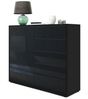 Vladon Sideboard Ben V2, Kommode mit 1 Tür und 5 Schubladen, Schwarz matt/Schwarz Hochglanz (79 x 74 x 36 cm) Bild 4