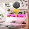 Polsterbett 140×200 cm mit LED, USB-C und Kopfteil-Stauraum Beige, ohne Matratze Bild 5