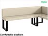 MEBLINI Eckbank für Esszimmer mit ausziehbarem Tisch - Küchenbank - Essecke - Sitzecke Küche - TONI - U-Beine 142x196x87cm Rechts - Creme Kunstleder/B Weiß Matt Bild 5