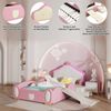 REDOM Kinderbett Polsterbett Bett, mit mehrfarbigem Multi-Mode-LED-Streifen (mit schützenden weichen Kanten, mit Holzlatten, mit kleiner Rutsche und Treppe), Ohne Matratze Bild 3