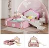 REDOM Kinderbett Polsterbett Bett, mit mehrfarbigem Multi-Mode-LED-Streifen (mit schützenden weichen Kanten, mit Holzlatten, mit kleiner Rutsche und Treppe), Ohne Matratze Bild 2