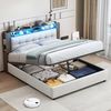 Furnishings Home Stauraumbett Polsterbett Doppelbett LED + Hydraulisch (geeignet für Jugendliche und Kinder), Mit LED-Licht, Lattenrost, Kabelloses Laden, Samt, 140x200 cm Bild 5
