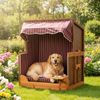 Relaxdays Hundestrandkorb Holz & Rattan inkl. Napf Bild 2