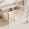 Merax Babybett 3-in-1 Gitterbett 140x70 cm, Massivholz Kinderbett, 1-tlg, 3-fach höhenverstellbar, Beistellbett & Sofa-Modus, mit Wickeltisch Bild 3