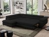 Mks Möbel 'Pedro L-Form' Ecksofa mit Schlaffunktion, verstellbaren Kopfstützen & Bettkasten, Schwarz, Boucle, links Bild 5
