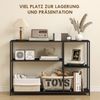 Konsolentisch 110x30x75 cm, schmaler Industriedesign-Tisch aus schwarzem Stahl mit gestaffelten Regalböden Bild 4