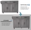 129x46(71)x91.5(95)cm Dining Cart/Dining Sideboard, White Marble Countertop and Khaki Gray Wood Grain Cabinet/Extendable Countertop/Storage Door Design/Wheels/Solid Wood Legs Switchable/Ideal for Home Bild 4