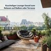 KHG Gartenlounge-Sessel Relax-Sessel Creme mit Polsterkissen Anthrazit, bis 120 kg belastbar (Lounge Sessel Rund, 1-St), Gepolstert Bild 3