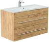 Magnolia Home 'Vitro 1000' mit Glaswaschbecken und Softclose, 60 x 45,5 x 100 cm, Eiche Gold Bild 3