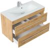 Magnolia Home 'Vitro 1000' mit Glaswaschbecken und Softclose, 60 x 45,5 x 100 cm, Eiche Gold Bild 2