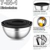 Rührschüssel Set Edelstahl Salatschüssel 7er Set Luftdichter Deckel Schwarz 7 Bild 3