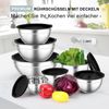 Rührschüssel Set Edelstahl Salatschüssel 7er Set Luftdichter Deckel Schwarz 7 Bild 5