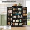 Hochschrank aus MDF mit LED-Sensorlicht & verstellbaren Böden, 120x60x40 cm, Schwarz Bild 5