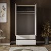 Lookway Kleiderschrank AURORA KASCHMIR 2D2S Drehtürenschrank mit Schubladen (Kleiderschrank mit stilvoller Umrandung in Goldoptik) 100 x 210 x 57 Bild 3