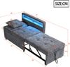 3-in-1 Schlafsofa, Leinen, verstellbare Lehne, LED+USB-C, Armlehne, Hellgrau Bild 4