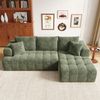 Merax Modulares L-förmiges Ecksofa ohne Gestell, Cloud-Sofa, bequemes Chenille-Gewebe, frei kombinierbar, bodennahes Design, keine Montage erforderlich, Grün Bild 2