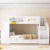 Etagenbett für Kinder mit Aufbewahrungsschubladen, Sicherheitstreppe, Schreibtisch und Sternenmotiv – 90 x 200 cm Massivholzrahmen aus Kiefernholz, Weiß Bild 3