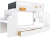 Etagenbett für Kinder mit Aufbewahrungsschubladen, Sicherheitstreppe, Schreibtisch und Sternenmotiv – 90 x 200 cm Massivholzrahmen aus Kiefernholz, Weiß Bild 5