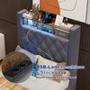 Multifunktionales Polsterbett aus Samt mit LED, USB & Stauraum, ohne Matratze, 90x190 cm, Grau Bild 5