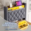 Multifunktionales Polsterbett aus Samt mit LED, USB & Stauraum, ohne Matratze, 90x190 cm, Grau Bild 4