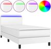 vidaXL Boxspringbett mit Matratze & LED Kunstleder Weiß 80x200 cm, Härtegrad: H2 [3134070] Bild 2