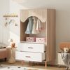 Offener Kinderkleiderschrank, HDF+Massivholzgriffe, Weiß-Natur Optik 80x46x141,5cm für Kinderzimmer Schlafzimmer Bild 3