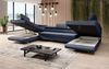 Designer Sofa Positano mit Schlaf - und Klappfunktion (Stoff) Blau Bild 4
