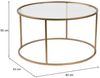 Dmora Wohnzimmertisch Geralt, Niedriger Wohnzimmertisch, Kaffeeregal, Couchtisch für Sofa, 80x80 h43 cm, Gold und Transparent Bild 3