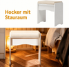 Schminktisch mit Hocker – 4 Schubladen und offene Regale –Weiß - Größe:80cm x 40cm x 135cm Bild 5