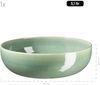 Modernes 5-teiliges Bowl Set aus Keramik mit unregelmäßiger Effektglasur, 1 Schüssel groß und 4 Schalen für Salat, Müsli, oder Suppe; Grün Bild 3