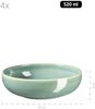 Modernes 5-teiliges Bowl Set aus Keramik mit unregelmäßiger Effektglasur, 1 Schüssel groß und 4 Schalen für Salat, Müsli, oder Suppe; Grün Bild 2