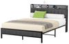 OKWISH Metallbett mit Lagerregal (Eisenbett, Funktionsbett mit Lattenrost, 1-tlg, 27 cm Bodenfreiheit für extra Aufbewahrung, 140*200cm, ohne Matratze), mit schwarzem Metallrahmen, integrierten USB-Anschlüssen Bild 4