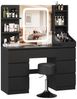 HOMALL Schminktisch Set aus Schminktisch und Hocker, mit LED-Beleuchtung (Maße: 110 x 40 x 139 cm, dimmbare Beleuchtung, inklusive Hocker und Schminktisch, mit 7 Schubladen und 8 offenen Fächern) Bild 2
