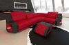 Ecksofa Genua L Form - Büffelleder - rot-schwarz - Rechts Bild 3