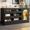 Sideboard mit Glasoberseite, 6 Schubladen & LED, 120 x 40 x 75 cm, Schwarz Bild 4