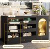 Sideboard mit Glasoberseite, 6 Schubladen & LED, 120 x 40 x 75 cm, Schwarz Bild 3