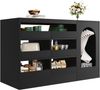 Sideboard mit Glasoberseite, 6 Schubladen & LED, 120 x 40 x 75 cm, Schwarz Bild 5