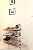 dibea Schuhregal mit 3 Ablagefächern, Schuhschrank, Bambusregal, Standregal, Küchenregal, Wohnzimmerregal, 70 x 26 x 55 cm, naturfarben / weiß Bild 2