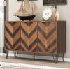 Sideboard 120 x 38 x 76,5 cm mit 3 Türen – Stauraummöbel in Natur mit goldenen Griffen und Eisenfüßen Bild 3
